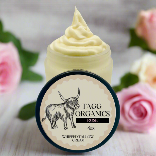 Organic Whipped Tallow Cream -Rose Blend 4 oz