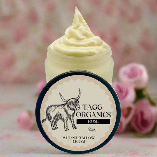 Organic Whipped Tallow Cream -Rose Blend 2 oz