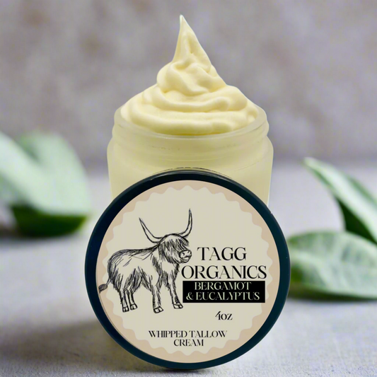 Organic Whipped Tallow Cream - Bergamot & Eucalyptus 4 oz