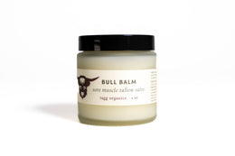 Jar of Bull Balm with branding on a white background