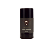 Tallow deodorant stick with black lid on a white background