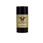 Deodorant stick with a black cap and green label on a white background