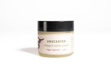  Unscented whipped tallow cream in glass jar - Tagg Organics