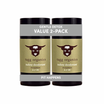 Two containers of tagg organics tallow deodorant on a white background